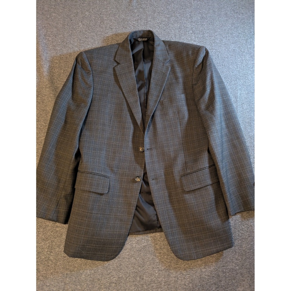 Jos A Bank Blazer Traditional Fit 42R Blue Gray Check Wool Sport Jacket - Picture 13 of 14